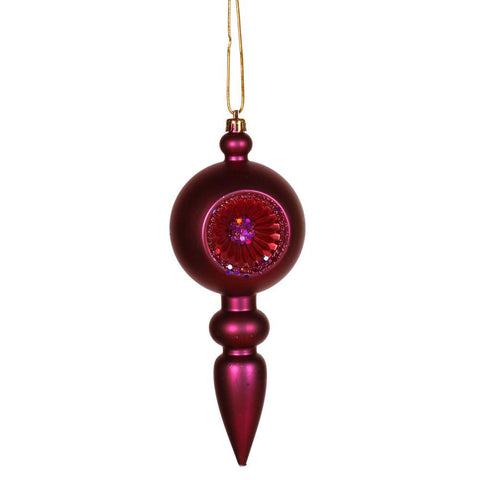 Red Plum Retro Reflector Shatterproof Christmas Finial Ornament 8"