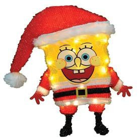 18" Pre-Lit Soft Tinsel SpongeBob SquarePants Christmas Yard Art Decoration - Clear Lights