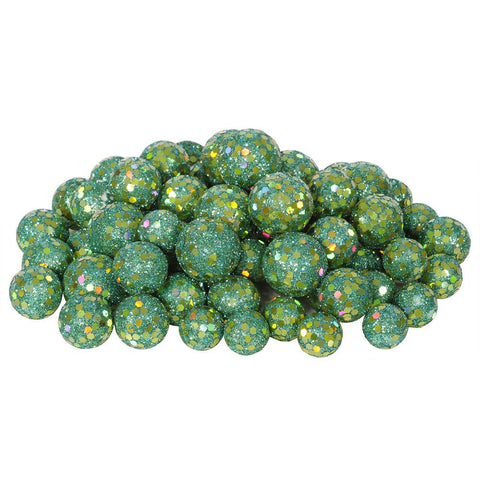 60ct Lake Green Sequin and Glitter Christmas Ball Decorations 0.8" - 1.25"