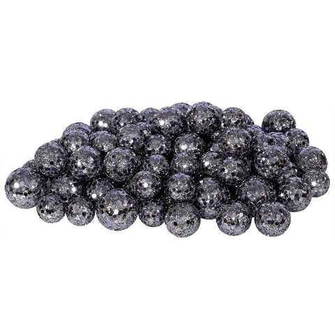 60ct Slate Gray Sequin and Glitter Christmas Ball Decorations 0.8" - 1.25"