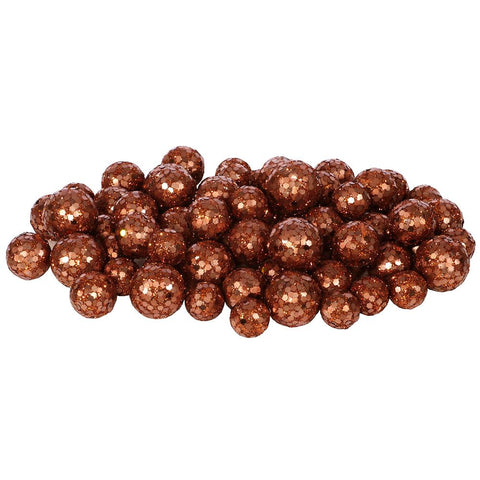 60ct Orange Copper Sequin and Glitter Christmas Ball Decorations 0.8" - 1.25"