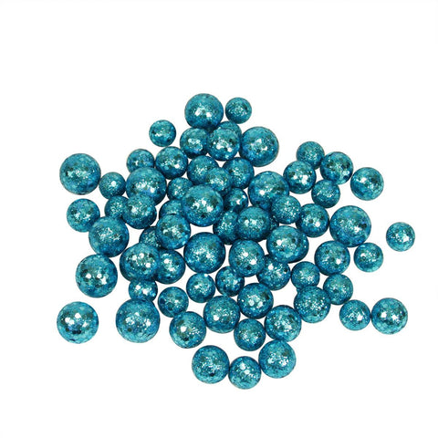 60ct Turquoise Blue Sequin and Glitter Christmas Ball Decorations 0.8" - 1.25"