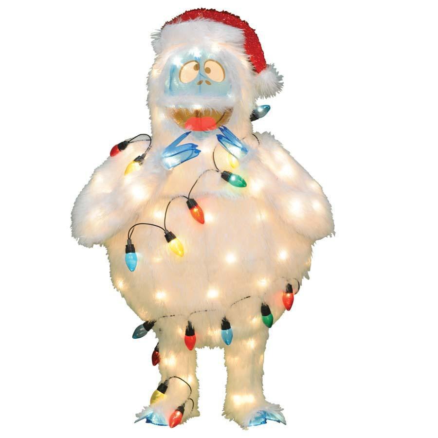 32" Pre-Lit Faux Fur Bumble with Light Strand Christmas Yard Art Decoration - Clear Lights