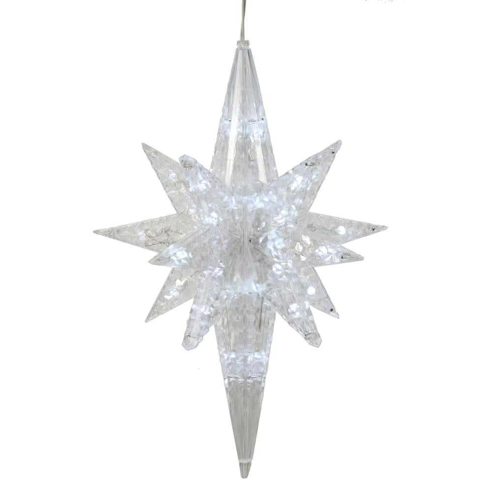 19" Pure White LED Lighted 3D Star of Bethlhem Hanging Christmas Decoration