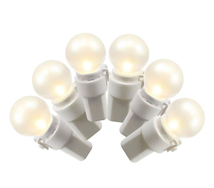 Set of 50 Warm White Satin G15 Berry Globe Christmas Lights - White Wire