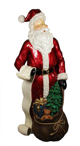 48" Commercial Size Santa Claus with List and Gift Sack Christmas Display Decoration