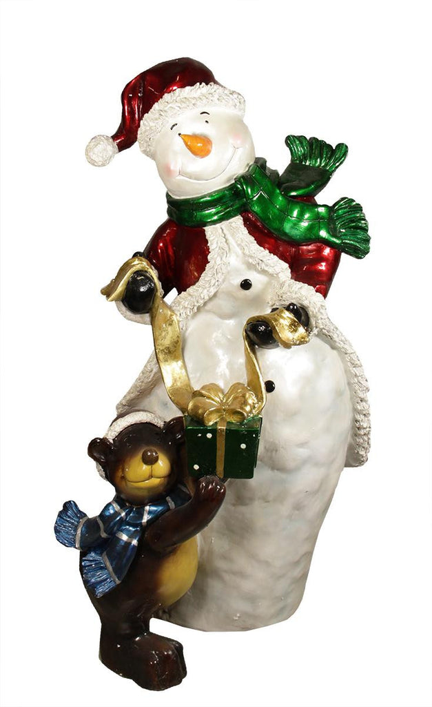 48" Commercial Size Snowman with Bear Christmas Display Decoration