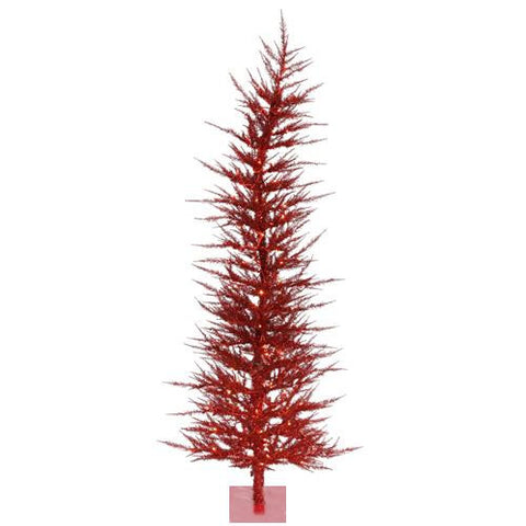 3' Pre-Lit Whimsical Red Artificial Laser Tinsel Christmas Tree - Red Lights