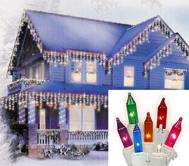 Set of 100 Multi-Color Mini Icicle Christmas Lights - White Wire