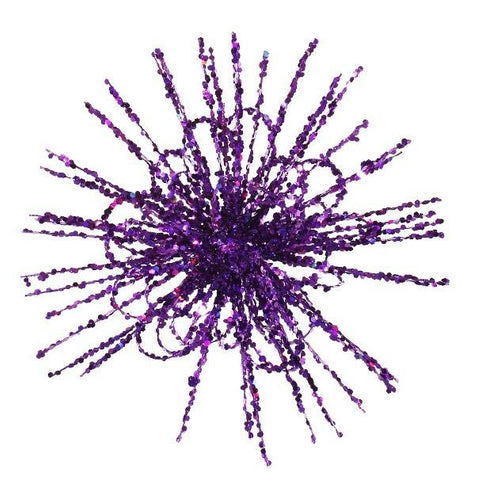 8" Purple Glitter Flower Blossom Sequined Christmas Ornament