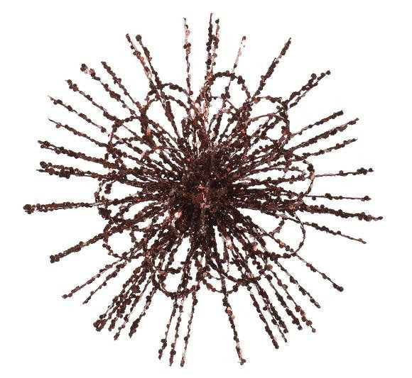 8" Chocolate Brown Glitter Flower Blossom Sequined Christmas Ornament