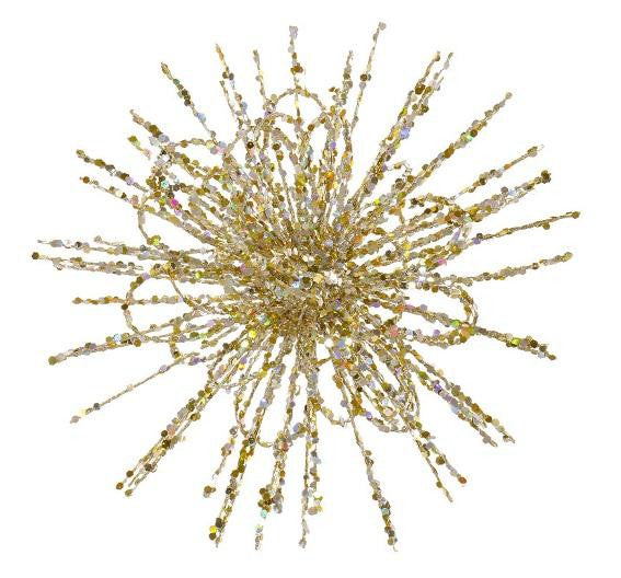 8" Champagne Glitter Flower Blossom Sequined Christmas Ornament