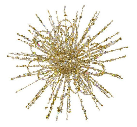 8" Champagne Glitter Flower Blossom Sequined Christmas Ornament