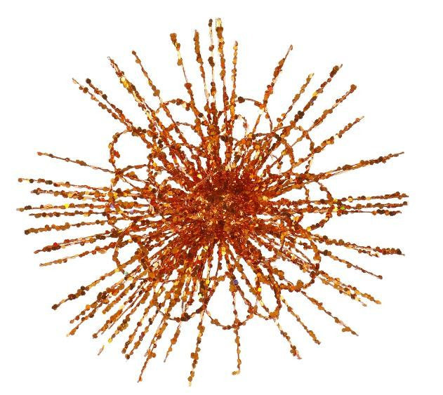 8" Burnt Orange Glitter Flower Blossom Sequined Christmas Ornament