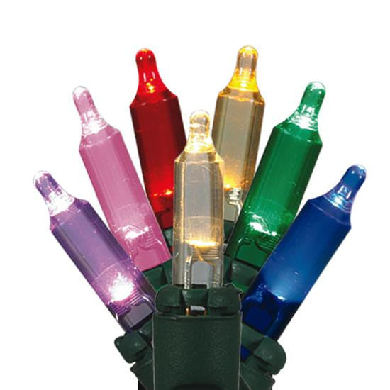 Set of 50 Multi-Color LED Mini Christmas Lights - Green Wire