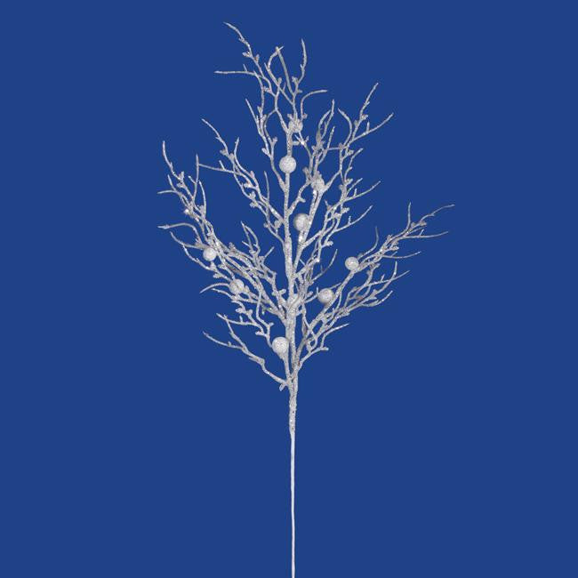 29" Decorative White Sparkle Berry Twig Christmas Crafting Spray