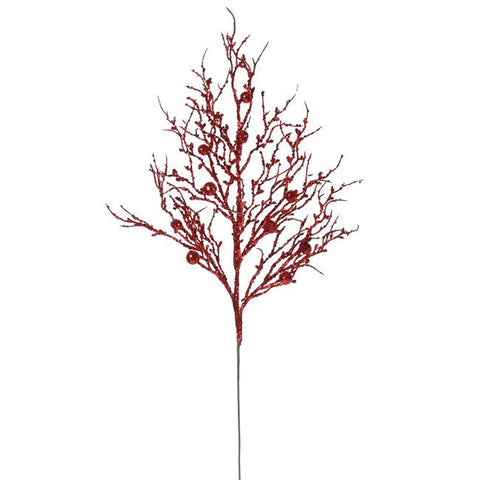 29" Decorative Red Sparkle Berry Twig Christmas Crafting Spray