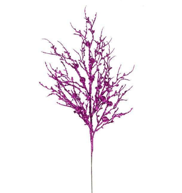 29" Decorative Pinkish Purple Sparkle Berry Twig Christmas Crafting Spray