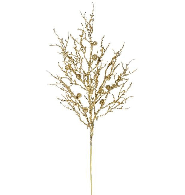 29" Decorative Gold Sparkle Berry Twig Christmas Crafting Spray