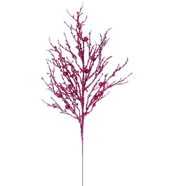 29" Decorative Fuschia Pink Sparkle Berry Twig Christmas Crafting Spray