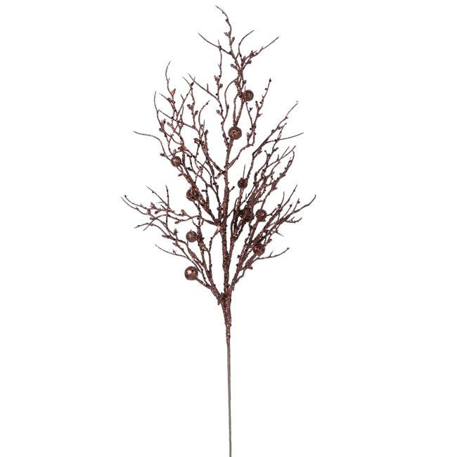 29" Decorative Chocolate Brown Sparkle Berry Twig Christmas Crafting Spray