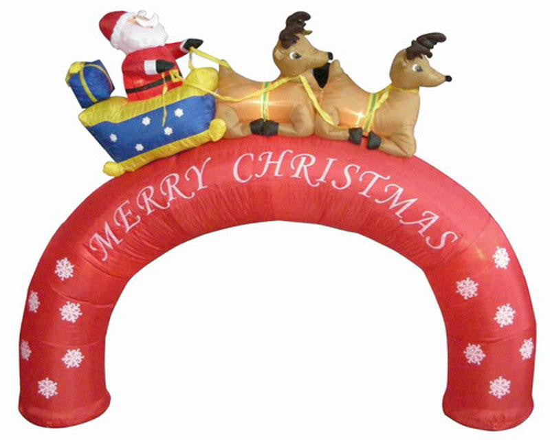 8' Inflatable Santa Sleigh Merry Christmas Arch Lighted Yard Art Decor