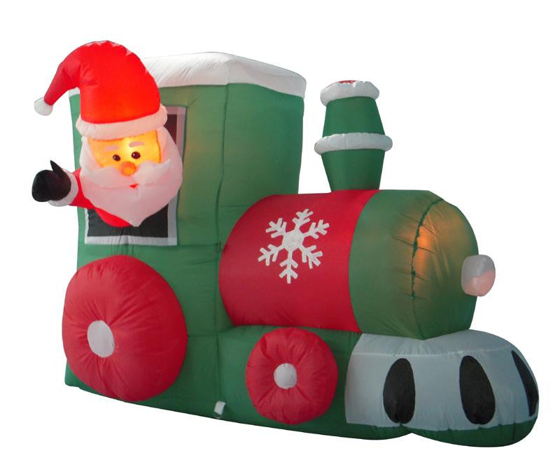 4' Inflatable Santa on Locomotive Train Lighted Christmas Yard Art Decoration