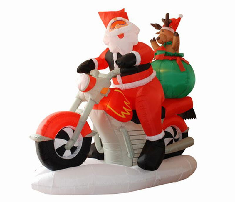 6.5' Inflatable Santa Claus on Motorcycle Lighted Christmas Yard Art Decoration