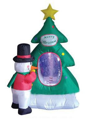 4' Inflatable Snowman with Christmas Tree Lighted Yard Art Decoration