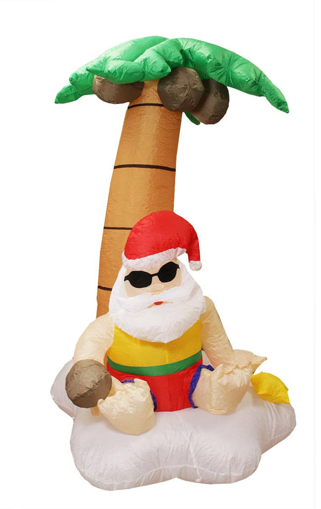 5.5' Inflatable Santa Claus and Palm Tree Tropical Lighted Christmas Yard Art Decor