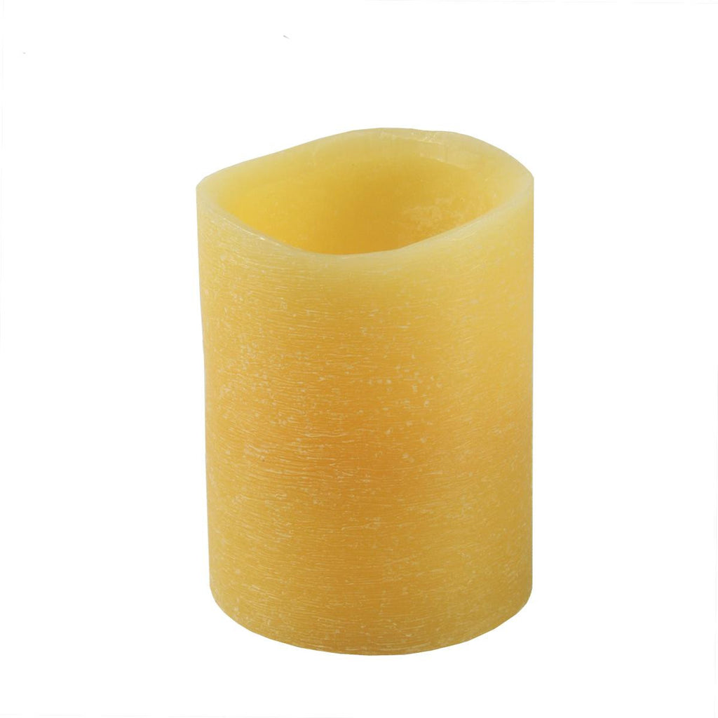 4" Golden Amber Battery Operated Flameless LED Wax Christmas Pillar Candle