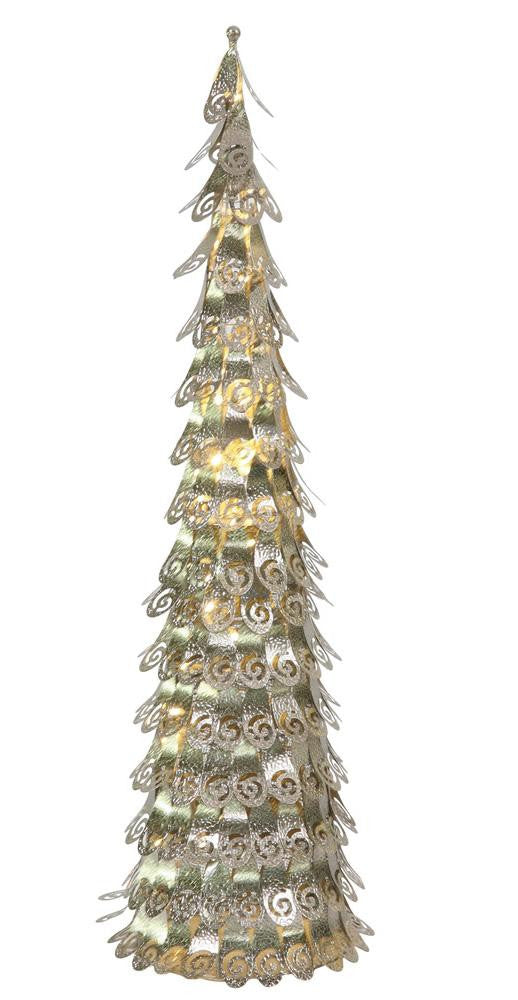 3' Pre-Lit Champagne Christmas Cone Tree Yard Art Decoration - Warm Clear LED Lights