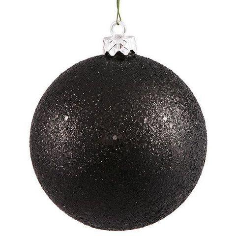 Jet Black Holographic Glitter Shatterproof Christmas Ball Ornament 8" (200mm)