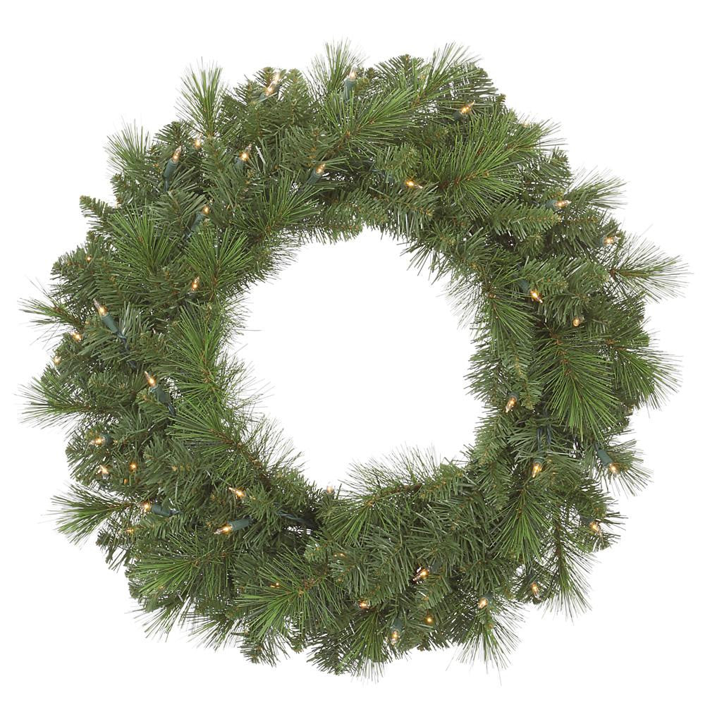 24" Pre-Lit Mixed Sierra Pine Artificial Christmas Wreath - Clear Lights