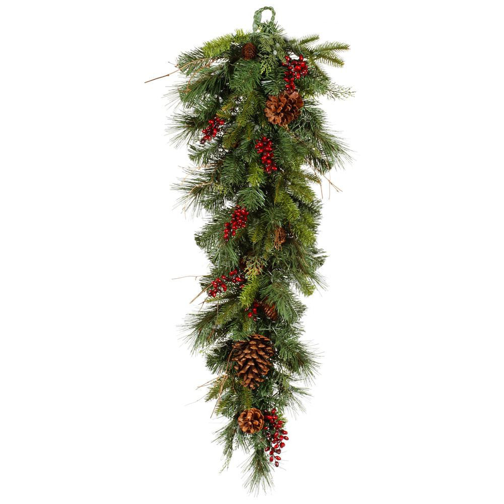 36" Cibola Mix Berry Pine Artificial Christmas Teardrop Swag - Unlit