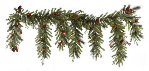 6.5' x 35" Red Berry and Ball Ornament Mixed Pine Artificial Christmas Garland - Unlit