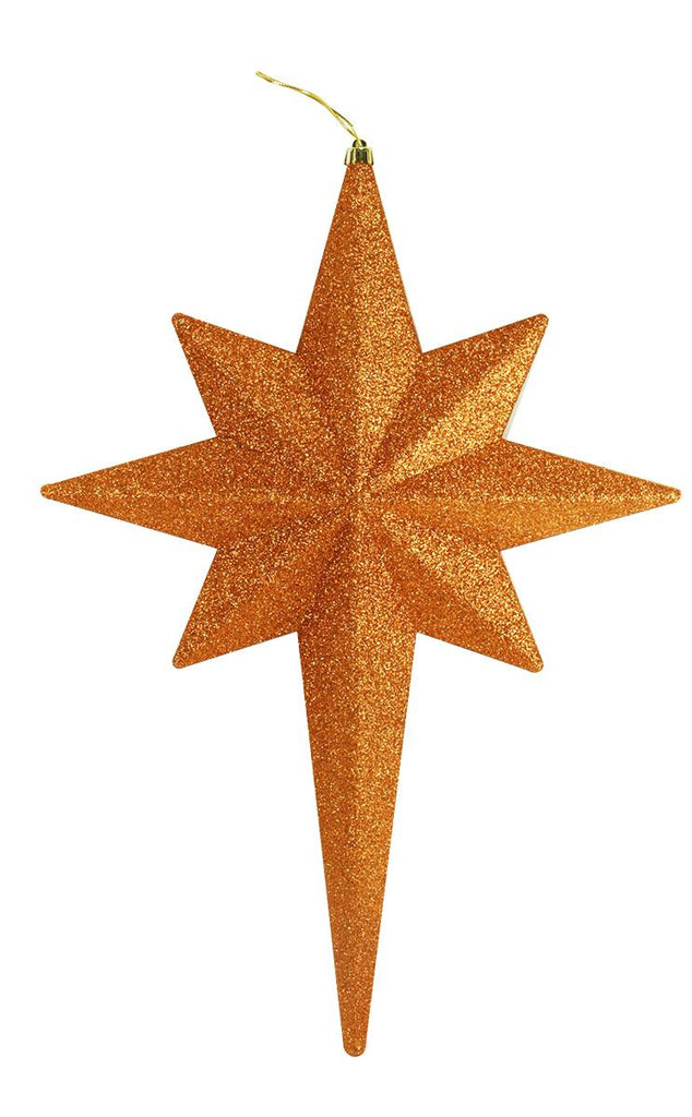 20" Burnt Orange Glittered Bethlehem Star Shatterproof Christmas Ornament