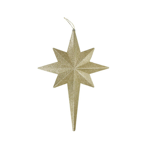 20" Champagne Glittered Bethlehem Star Shatterproof Christmas Ornament