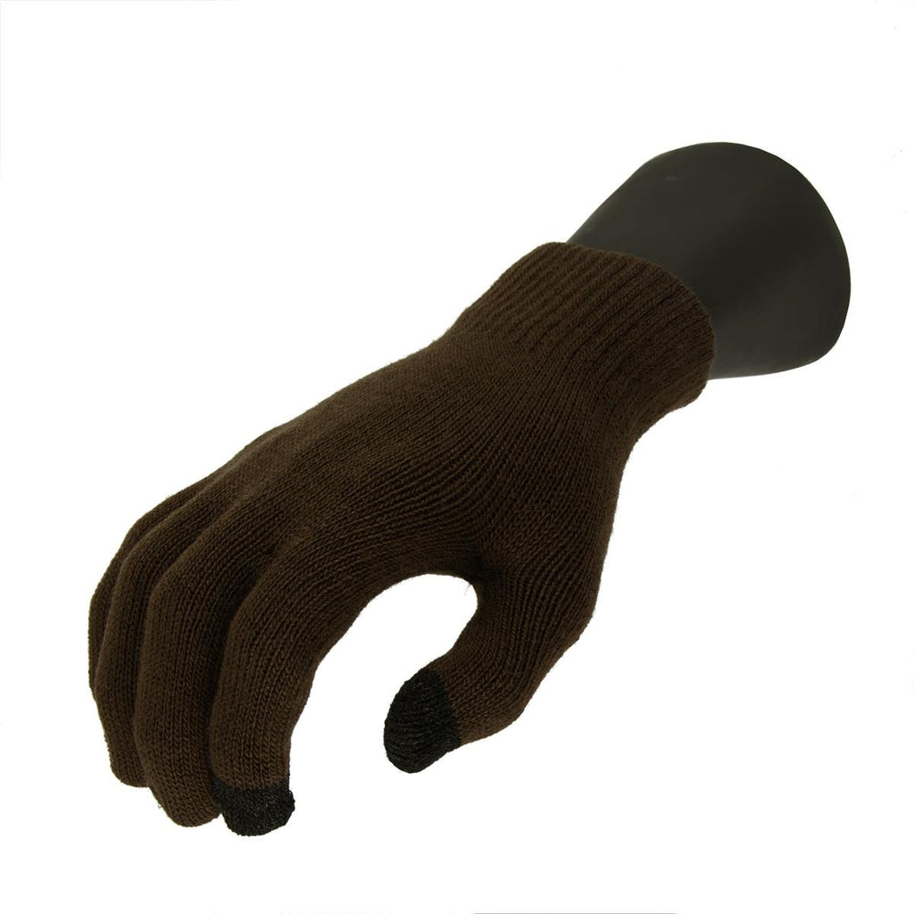 Unisex Brown Knit Winter Magic Touchscreen Gloves - One Size