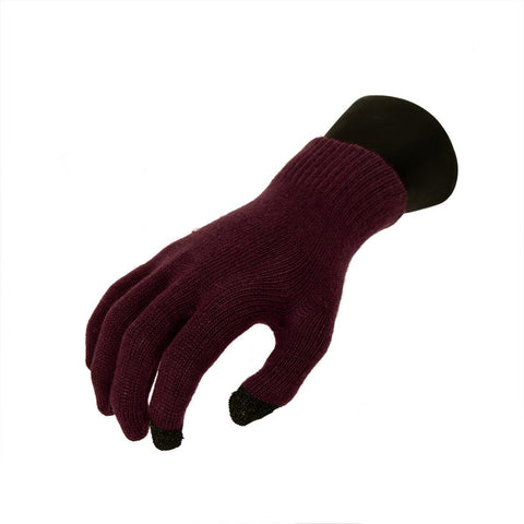 Unisex Plum Burgundy Knit Winter Magic Touchscreen Gloves - One Size