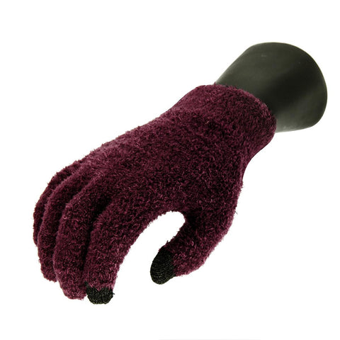 Women's Plum Burgundy Aloe Vera Plush Winter Touchscreen Gloves - One Size