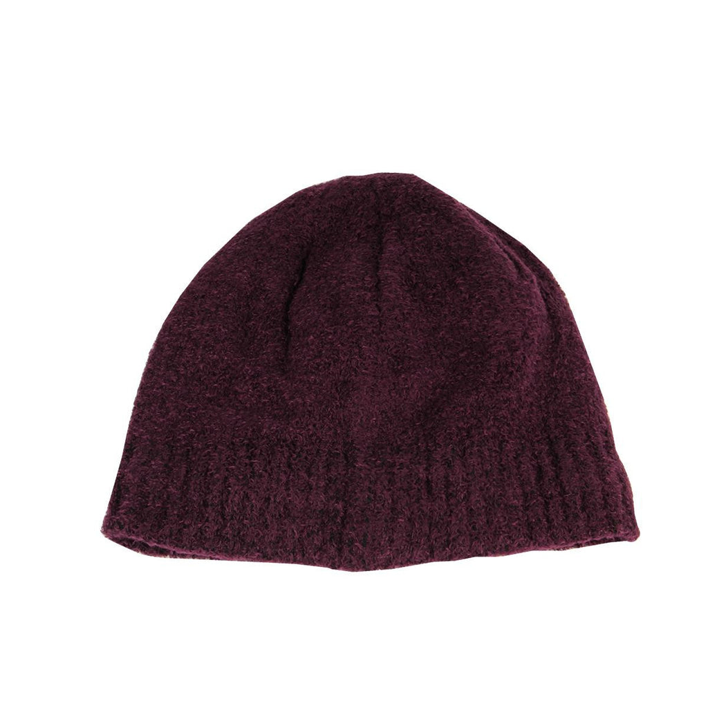 Women's Plum Burgundy Aloe Vera Plush Winter Beanie Hat - One Size