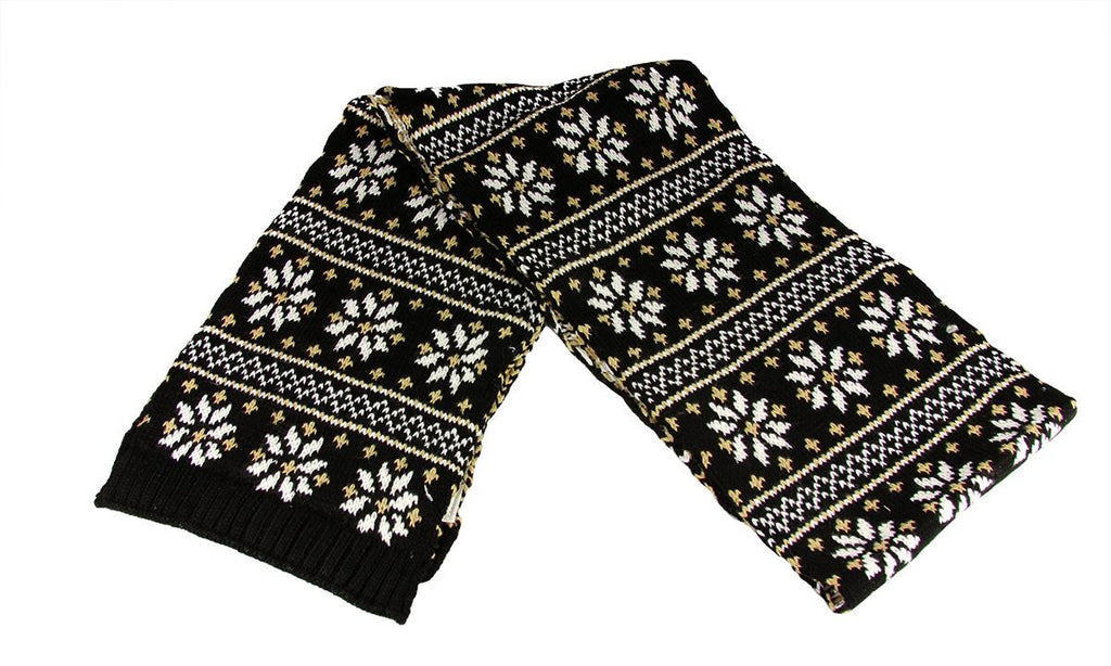 60" Unisex Black Jacquard Knit Winter Scarf