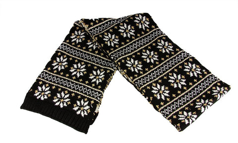 60" Unisex Black Jacquard Knit Winter Scarf