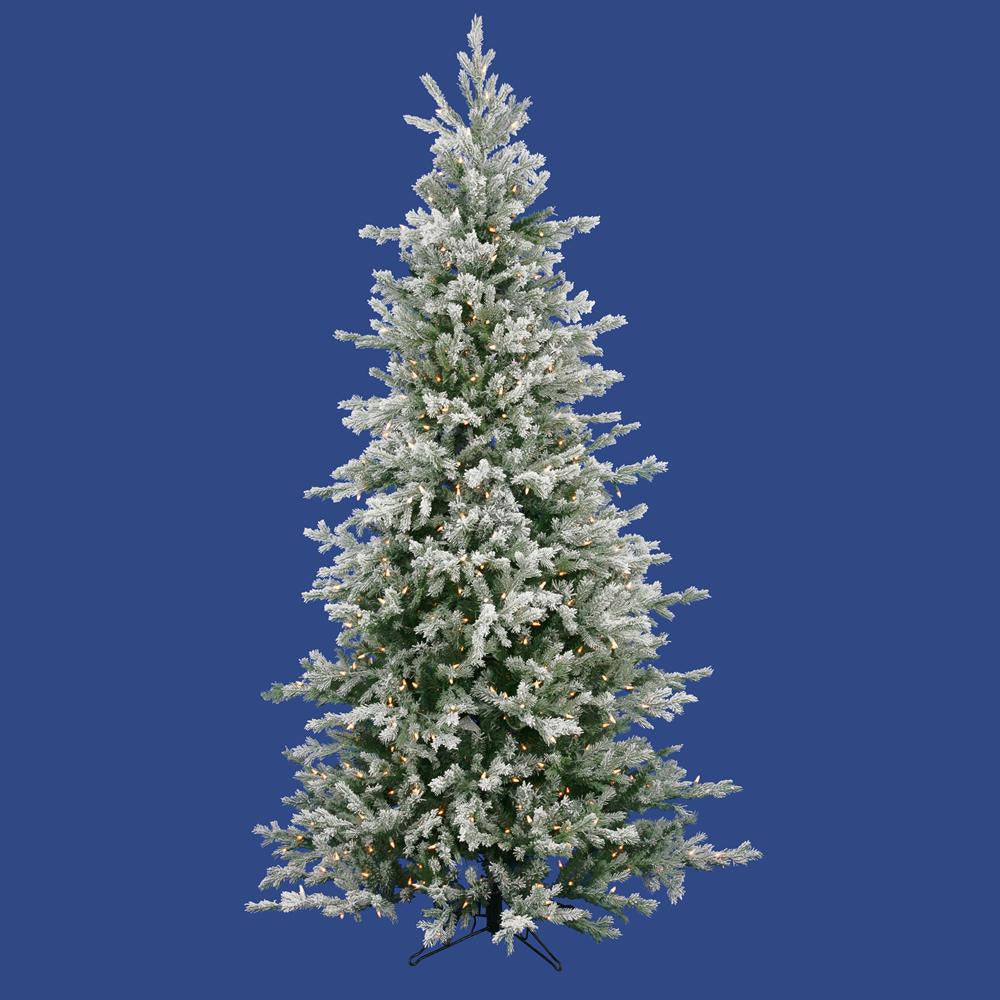 9' Pre-lit Frosted Dunhill Fir Artificial Christmas Tree - Clear Lights