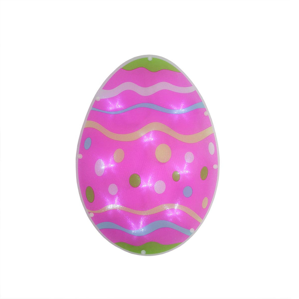 13.75" B-O LED Lighted Easter Egg Spring Window Silhouette Decoration with Timer