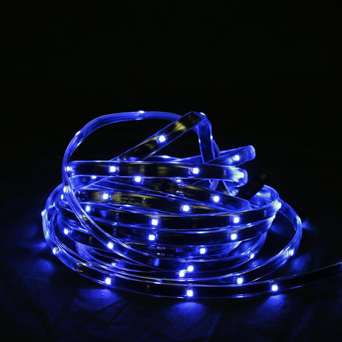 18' Blue LED Indoor-Outdoor Christmas Linear Tape Lighting - Black Finish