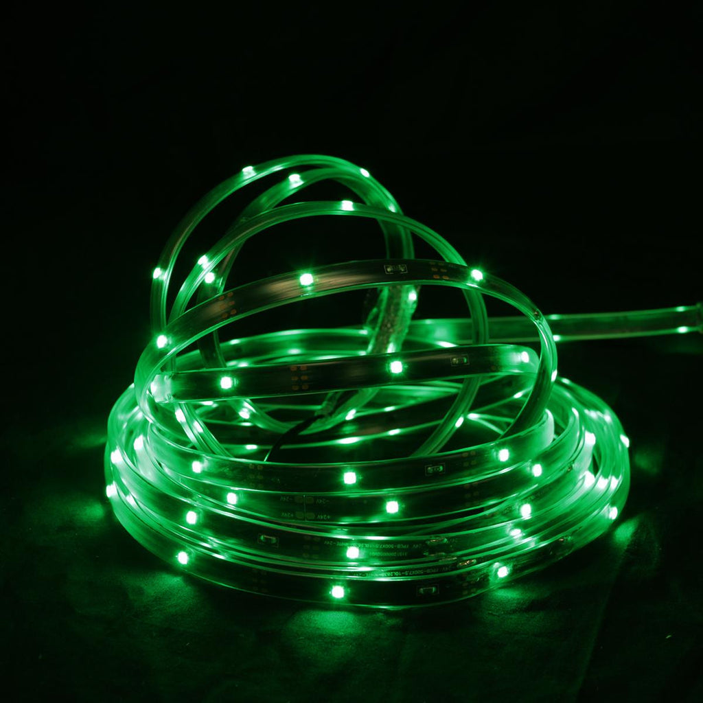 18' Green LED Indoor-Outdoor Christmas Linear Tape Lighting - Black Finish