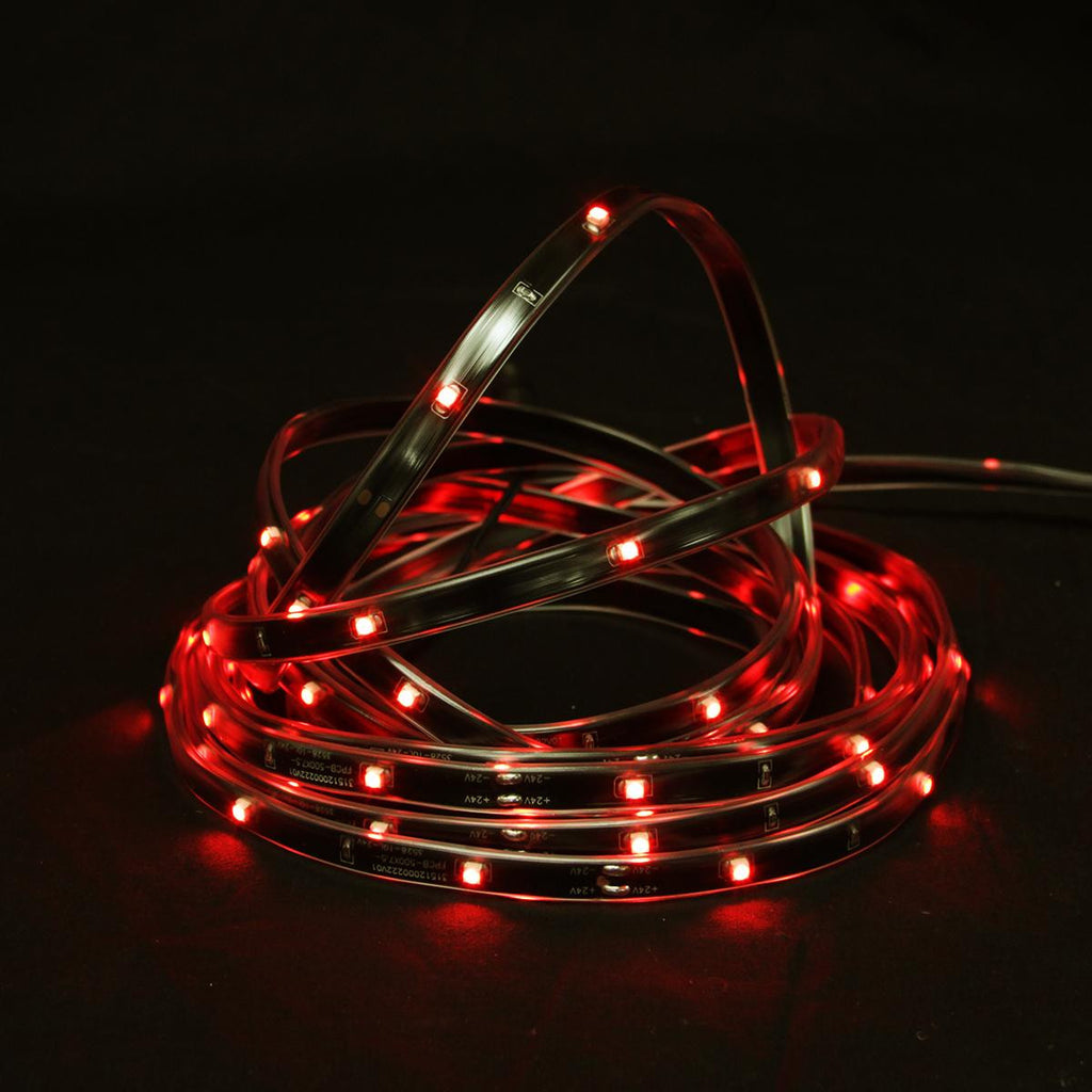 18' Red LED Indoor-Outdoor Christmas Linear Tape Lighting - Black Finish