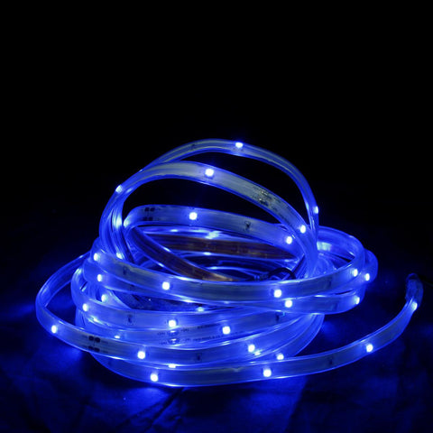 18' Blue LED Indoor-Outdoor Christmas Linear Tape Lighting - White Finish